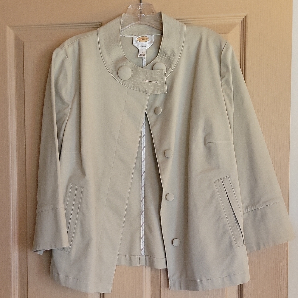 Talbots Tan Textured Trench Jacket for Versatile Wear